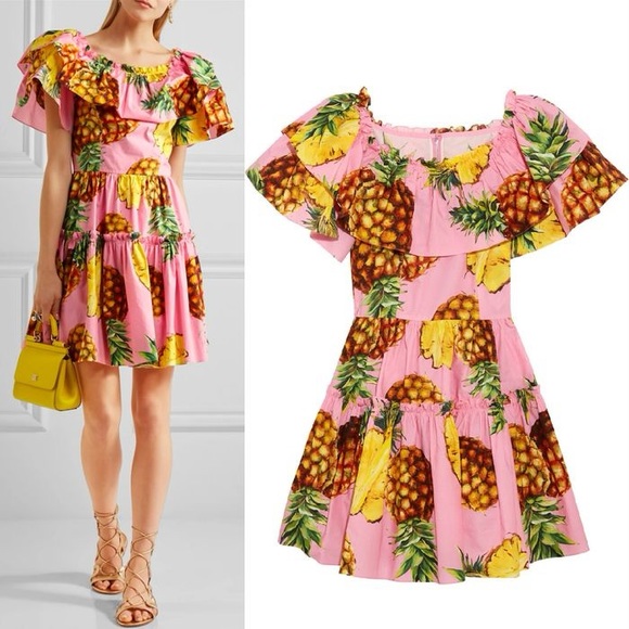 DOLCE & GABBANA PINEAPPLE PRINTED DRESS SIZE IT42. - Picture 3 of 8